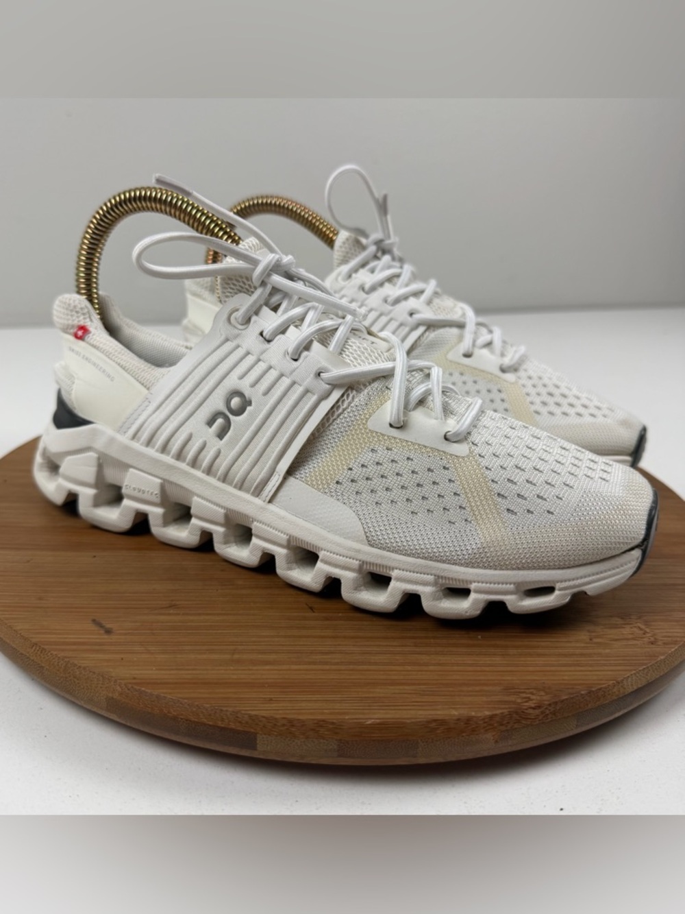 On Cloudswift Lightweight Running Sneakers - White with Cream Accents